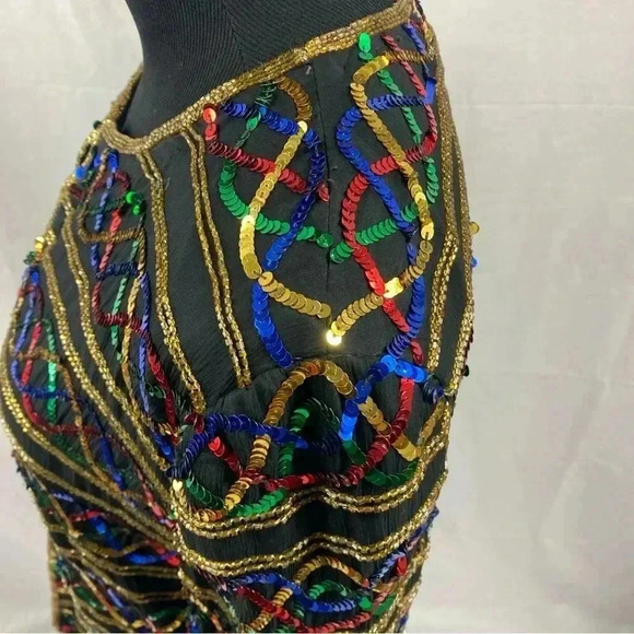 Laurence Kazar Silk Jacket Vintage 90s Party Sequin Petite Small - Picture 5 of 7